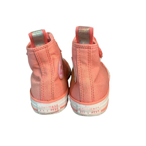 Converse Kids All Star Hi Shimmer Pink Sneakers W/ Velcro Strap Size 12 Youth - Picture 5 of 8